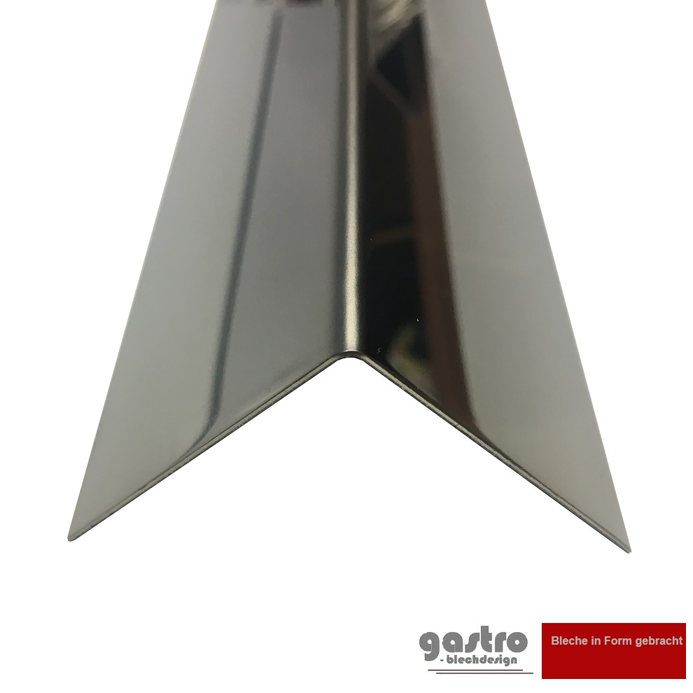 Edelstahl Kantenschutz 3-fach gekantet 2000 oder 2500mm 20x20mm IIID spiegel 