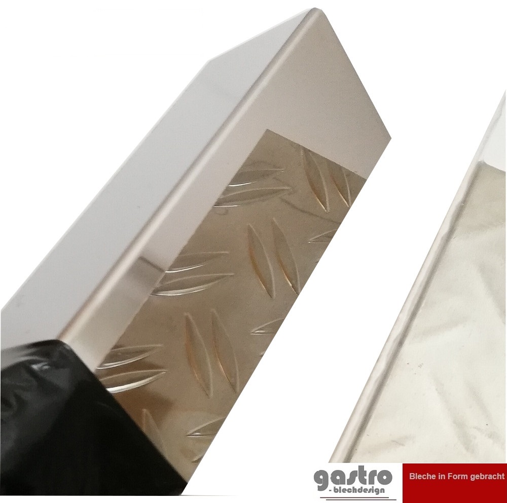 Kantenschutz Wand 1 Meter Edelstahl Winkel hochglanz poliert,0,8mm stark Winkelprofil Edelstahl 3-fach gekantet Kantenschutzprofil 3fach Winkelblech